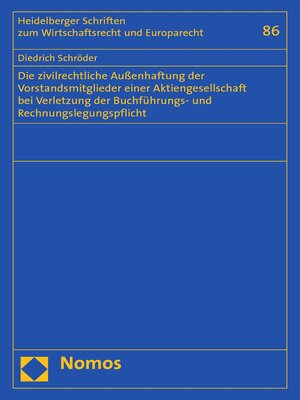 cover image of Die zivilrechtliche Außenhaftung der Vorstandsmitglieder einer Aktiengesellschaft bei Verletzung der Buchführungs- und Rechnungslegungspflicht